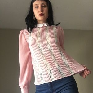 beautiful sheer lace top with button down back